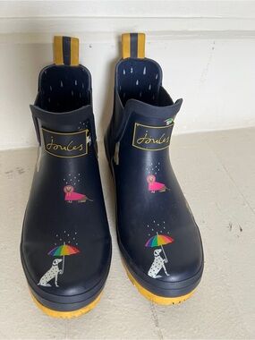 Joules Women’s dog Ankle Rain Boots Waterproof Chelsea Wellies Size 6